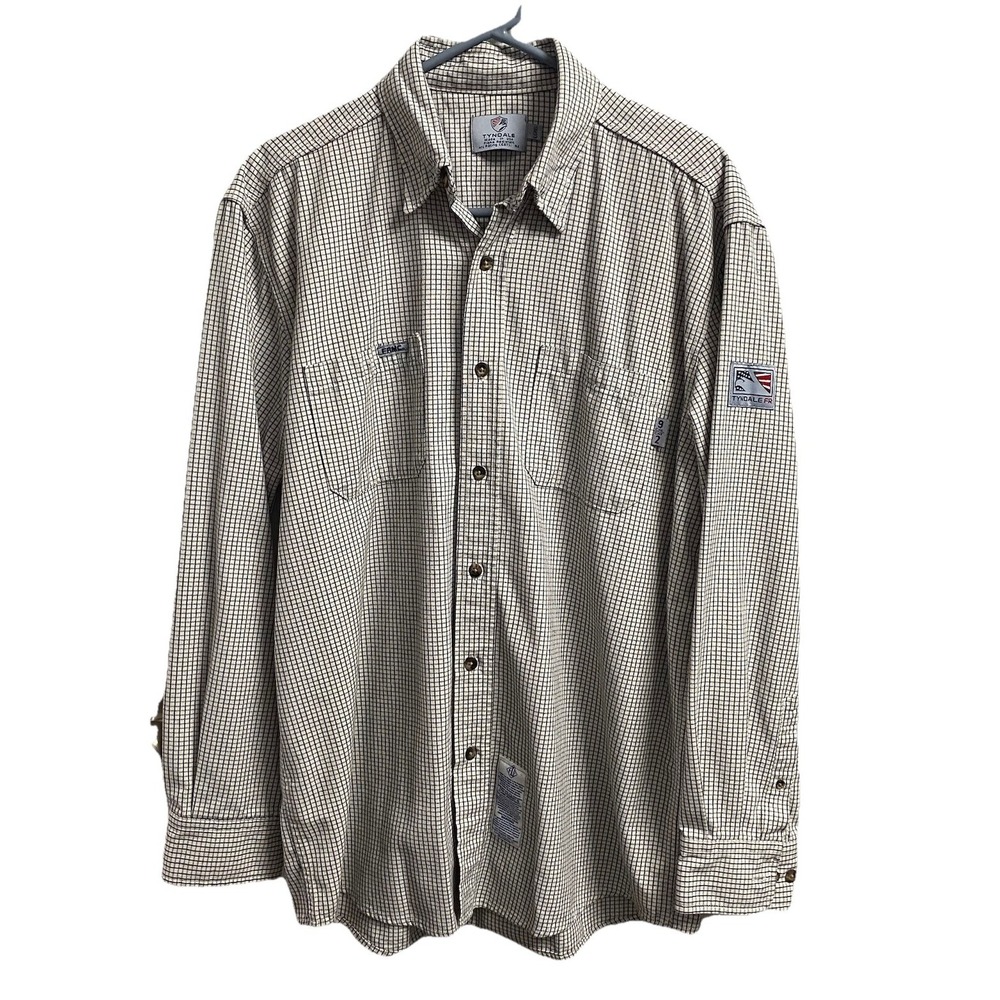 Tyndale Men's FRMC Button Down Blue&White Work Shirt 9 CAL 2 CAT Sz. L